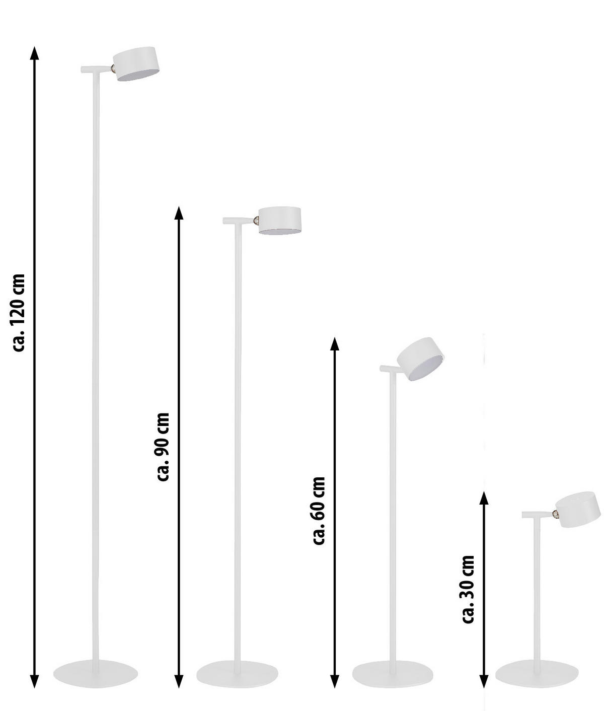 LED-AKKU-STEHLEUCHTE 3 in 1 Weiß Höhe bis zu 120 cm Metall - Weiß, Metall (16/16/120cm) - Northpoint