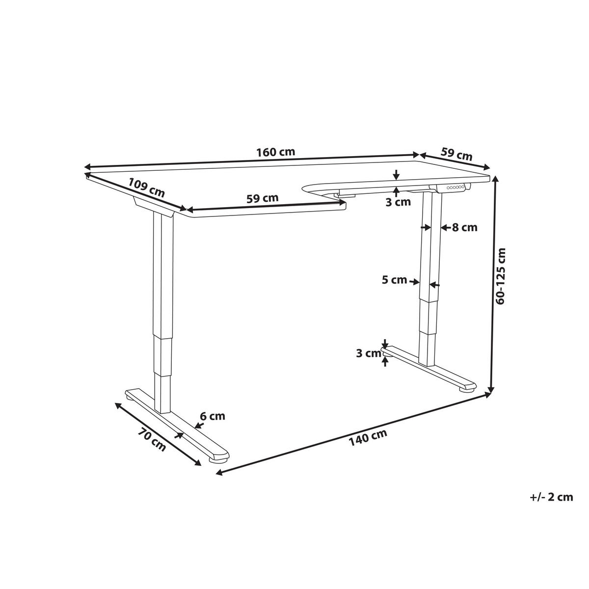 SCHREIBTISCH 160x60 cm elektrisch Schwarz Destines - Schwarz, Holzwerkstoff (109/160/60cm) - Beliani