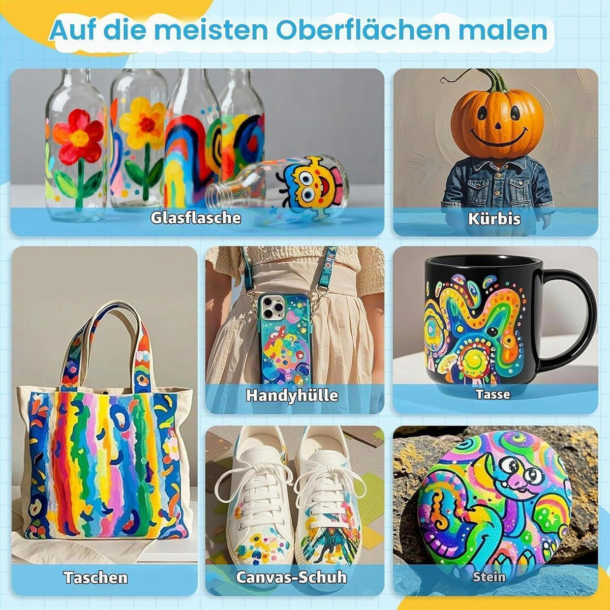 ACRYLSTIFTE 60er Set Doppelspitze wasserfest - Multicolor, Kunststoff (1/1/14cm)