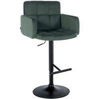 BARHOCKER Lausanne Samt schwarz dunkelgrün - Schwarz/Grün, Textil/Metall (60/113/56cm) - TPFLiving