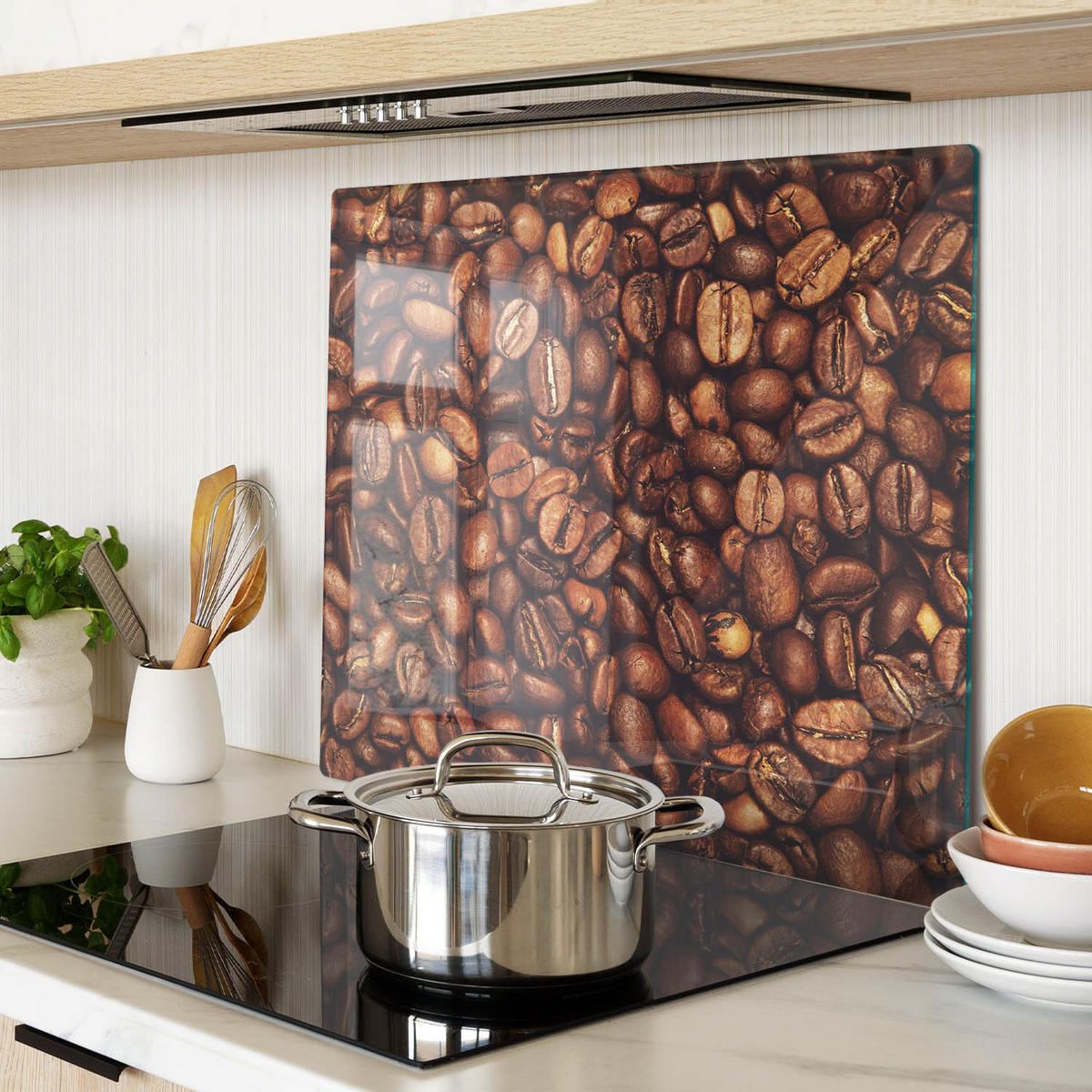 GLASPLATTE 60x52 cm Kaffeebohnen - Braun, Glas (60/0.4/52cm) - TULUP