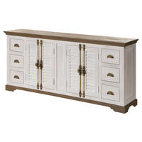 SIDEBOARD Mango 200x45x90 weiß lackiert TOULOUSE #117 - Weiß, Holzwerkstoff (200/90/45cm) - Massivmoebel24