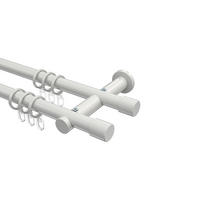 GARDINENSTANGEN-SET Platon Santo 200 cm, 2-läufig, 20 mm Ø Weiß - Weiß, Metall (200cm) - INTERDECO