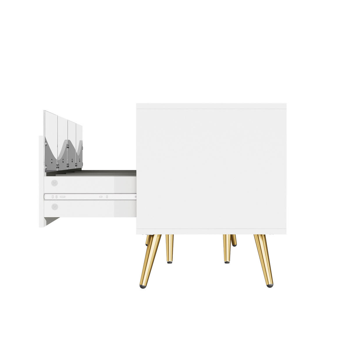 TV-LOWBOARD 180/40/50 cm mit LED-Beleuchtung, Glasfront und Kabeldurchlass - Weiß, Holzwerkstoff (180/50/40cm) - BEAOK