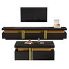 TV-ELEMENT mit Couchtisch - Schrankkombination 2er-Set in Schwarz und Gold - Schwarz, Holzwerkstoff (100/40/50cm) - OKWISH