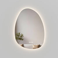 BADSPIEGEL asymmetrisch mit LED-Beleuchtung, Antibeschlag, 75/55/2,5 cm - Transparent, Glas (75/55/2.9cm) - EMKE