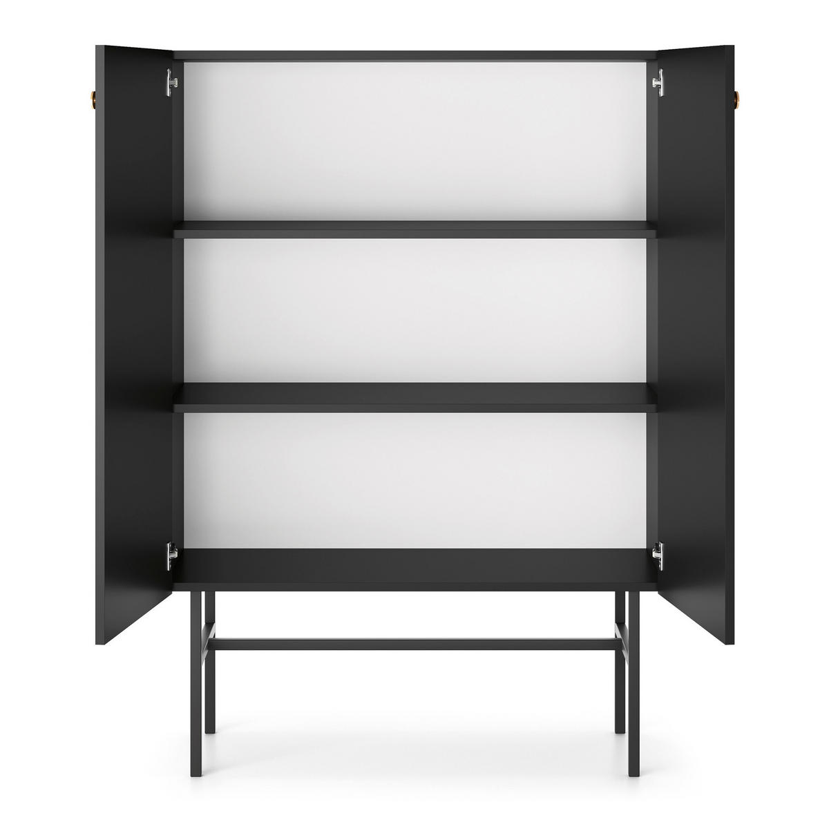 HIGHBOARD Dalia mit 2 Türen und Metallbeinen, 104 cm, Schwarz - Schwarz, Holzwerkstoff/Metall (93/132/39cm) - Beautysofa