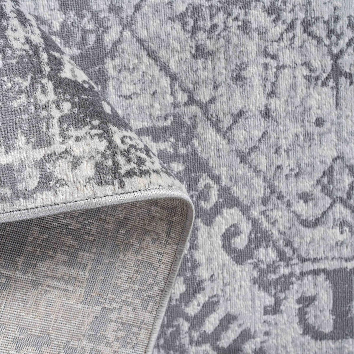 VINTAGE-TEPPICH Sophia Grau - Grau, Textil (120/170cm) - Kukoon Rugs