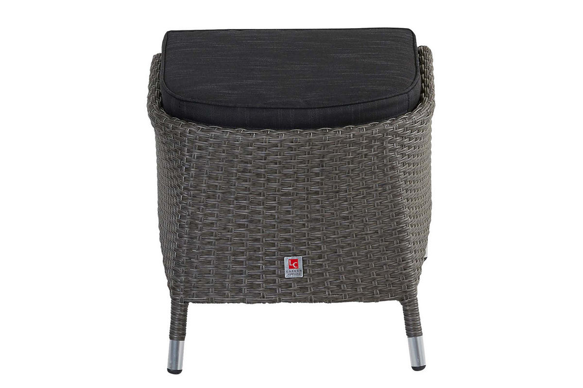 GARTENHOCKER Kansas 57x50x42 cm, Polyrattan, Grau-Mix - Grau, Kunststoff (50/42/57cm) - dasmöbelwerk