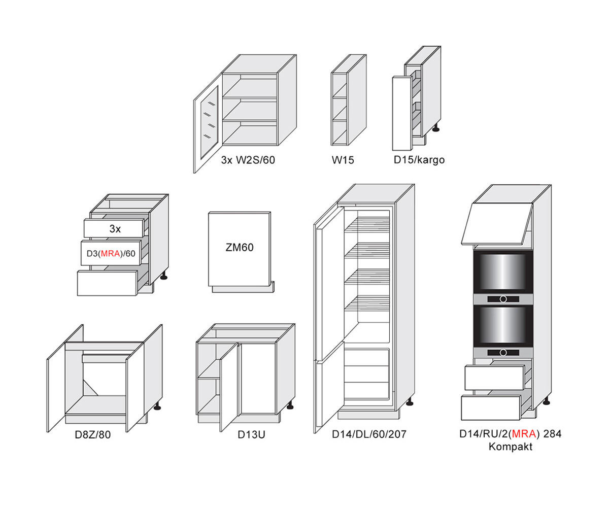 WINKELKÜCHE Livorno blassgrün matt / weiß matt 13-teilig mit Vollauszug (HETTICH InnoTech Atira) - Weiß/Grün, Holzwerkstoff/Metall (240/207/266cm) - Feldmann-Wohnen