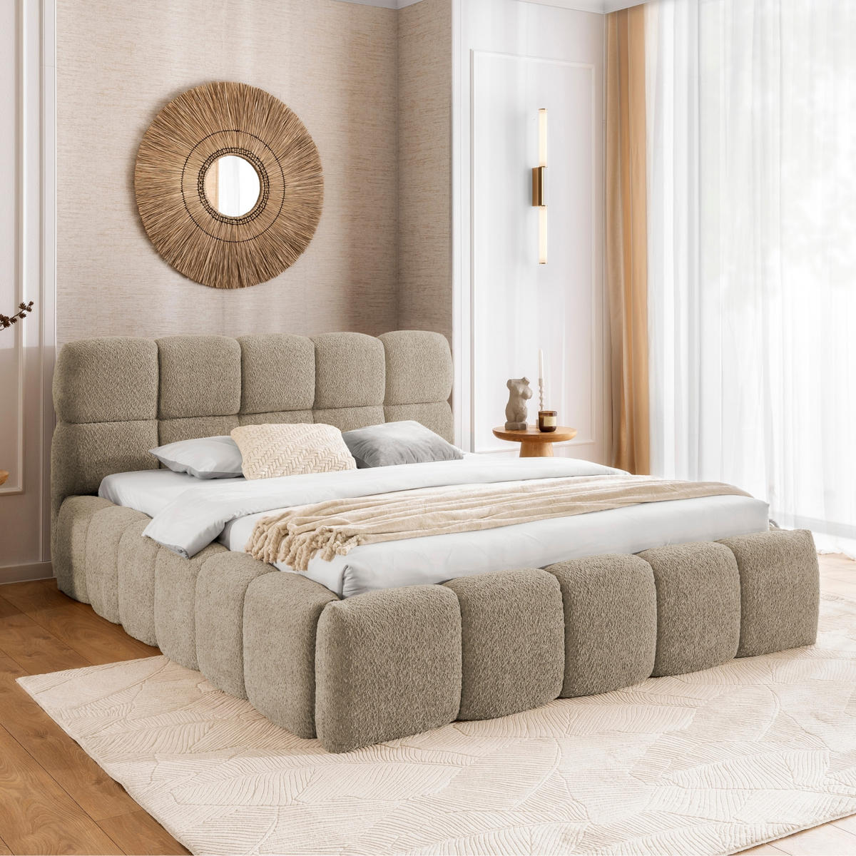 POLSTERBETT mit Stauraum 180x200 cm in Beige - Beige, Textil (180/200cm) - Home Collective