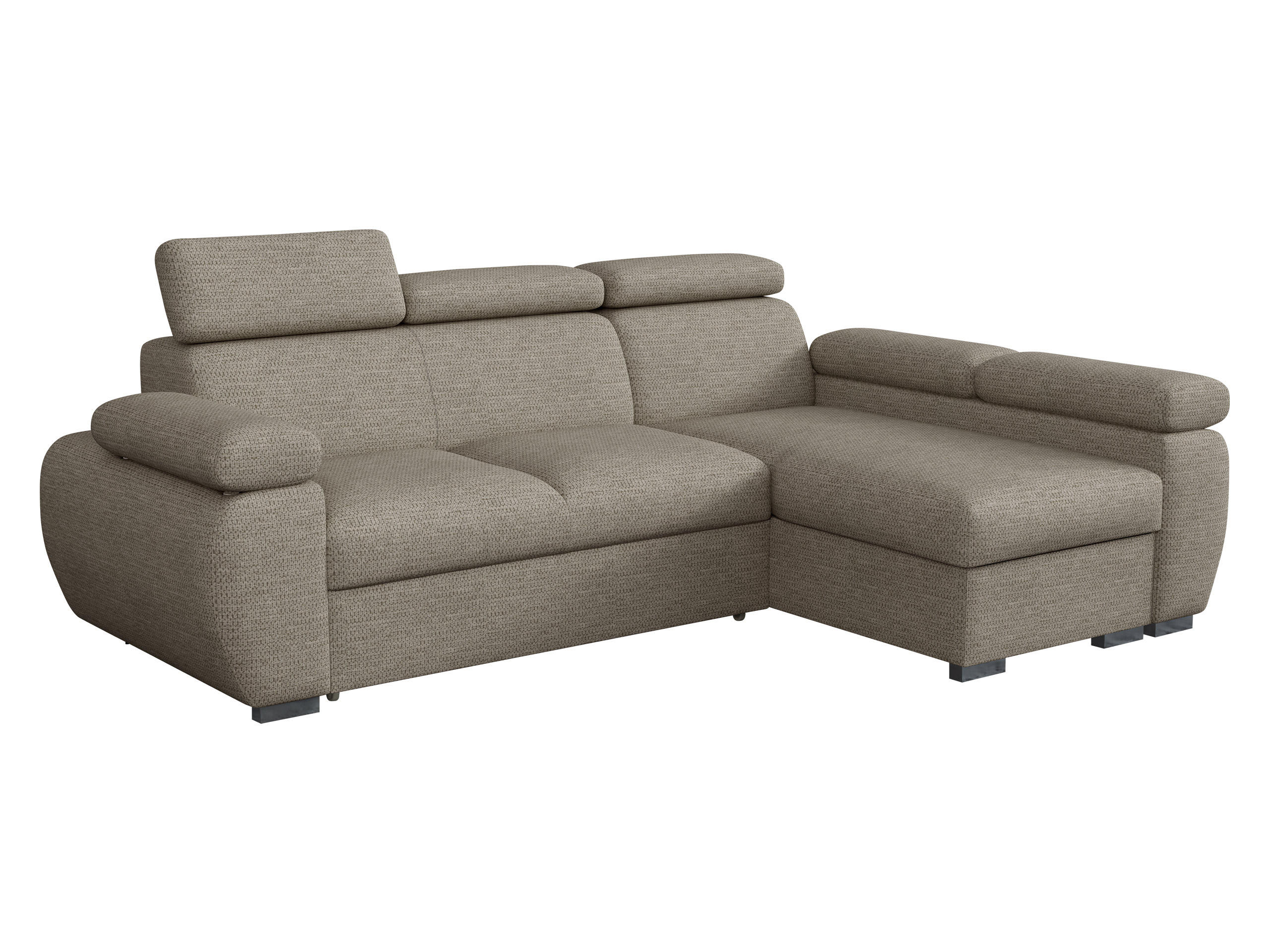 ECKSOFA Boston Mini, Seite: Rechts - 2R+LC - Chromfarben/Hellbraun, Holz/Textil (255/170cm) - MIRJAN24