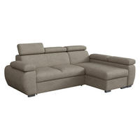 ECKSOFA Boston Mini, Seite: Rechts - 2R+LC - Chromfarben/Hellbraun, Holz/Textil (255/170cm) - MIRJAN24