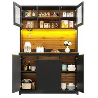 BUFFET 120/40/180 cm schwarz aus MDF mit LED - Schwarz, Holzwerkstoff (120/180/40cm) - OKWISH