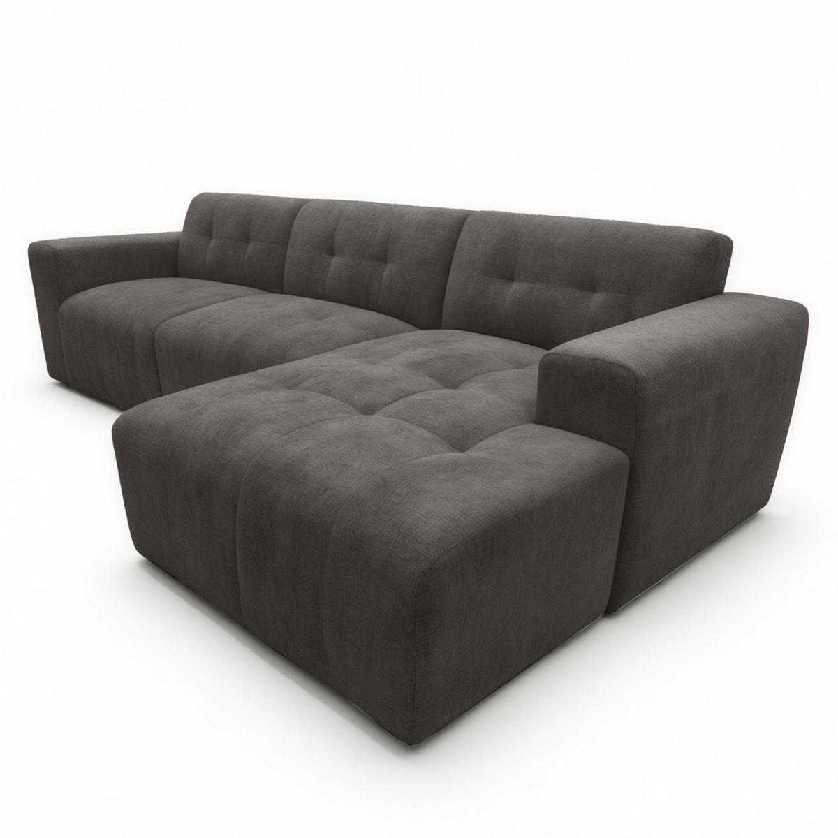 ECKSOFA L Form Corlu Dunkelgrau 310/165/78 cm – stilvolle kleine Eckcouch Rechts - Dunkelgrau/Schwarz, Kunststoff/Textil (165/310cm) - AX Living