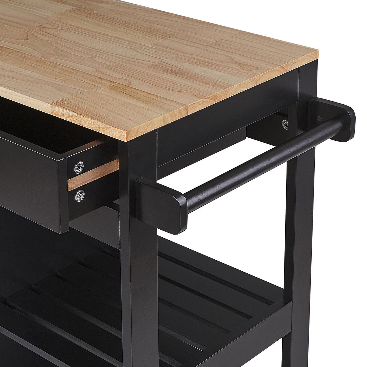 SERVIERWAGEN Schwarz Trapani - Hellbraun/Schwarz, Holzwerkstoff (75/87/44cm) - Beliani