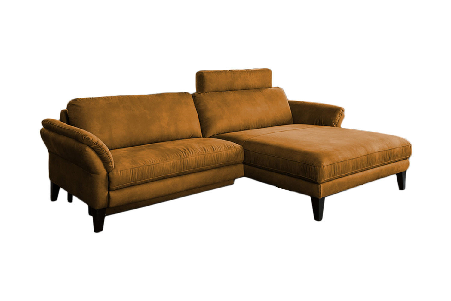 ECKSOFA MIT MOTORISCHER RELAXFUNKTION MALTA Rotbraun Webstoff - Rotbraun/Cognac, Buchenholz/Textil (302/175cm) - KAWOLA