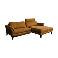 ECKSOFA MALTA Rotbraun Webstoff - Rotbraun/Cognac, Buchenholz/Textil (302/175cm) - KAWOLA