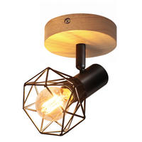 DECKENSTRAHLER Cynthveth 11.5/9.2/12.8 cm - Schwarz/Braun, Holz/Metall (11.5/9.2/12.8cm) - ZMH