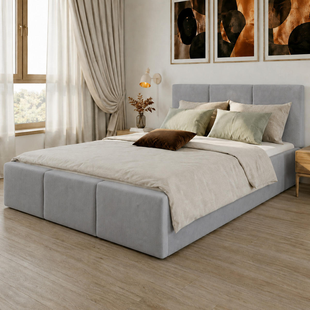 POLSTERBETT 140x200 cm in Grau - Grau, Textil (140/200cm) - Home Collective