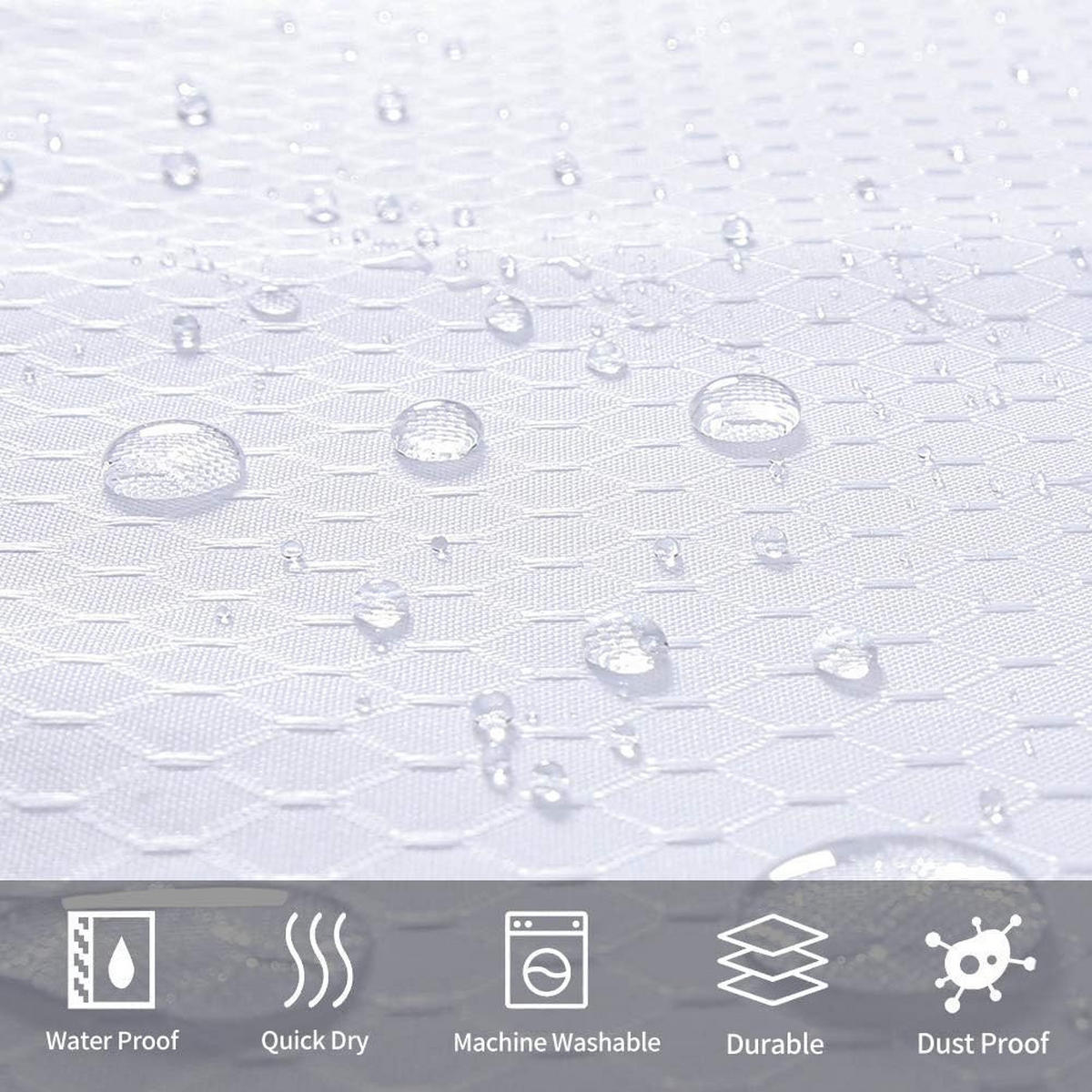 DUSCHVORHANG Waffelstruktur Stoff wasserdicht für Badewanne oder Badezimmer Weiß - Weiß, Textil (200/180cm) - MCBOSON