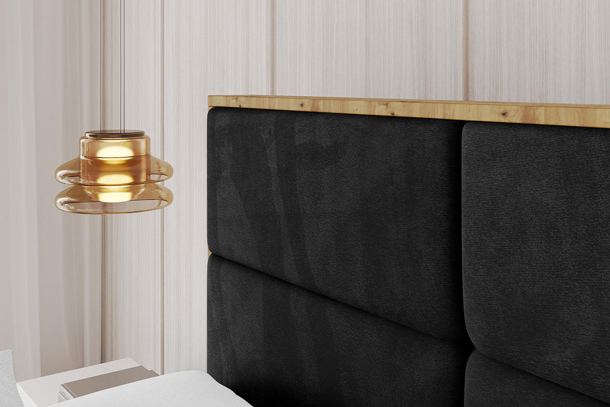 POLSTERBETT mit Bettkasten und Lattenrost, Bett mit Matratze H3/H4 - ENZO1 180x200 Schwarz - Schwarz, Holzwerkstoff/Textil (180/200cm) - ALTDECOR