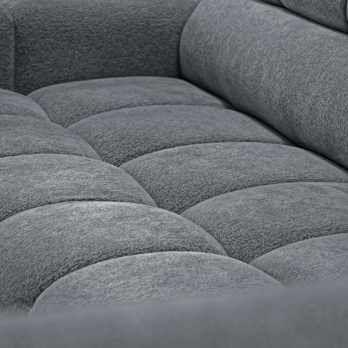 ECKSCHLAFSOFA Vinni Grau, Chenille-Stoff, links - Grau, Textil (265/205cm) - Beautysofa