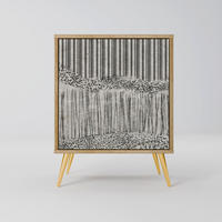 SIDEBOARD GRAIN LINES, Eichefarben, 57,5x42x75,5 cm, Goldfarbene Metallfüße - Eichefarben/Goldfarben, Holzwerkstoff/Metall (57.5/75.5/42cm) - SpaceRebels