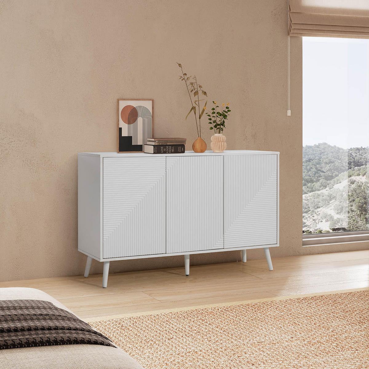 SIDEBOARD Telmo 3 türen Weiß - Weiß, Holzwerkstoff (120/76/40cm)
