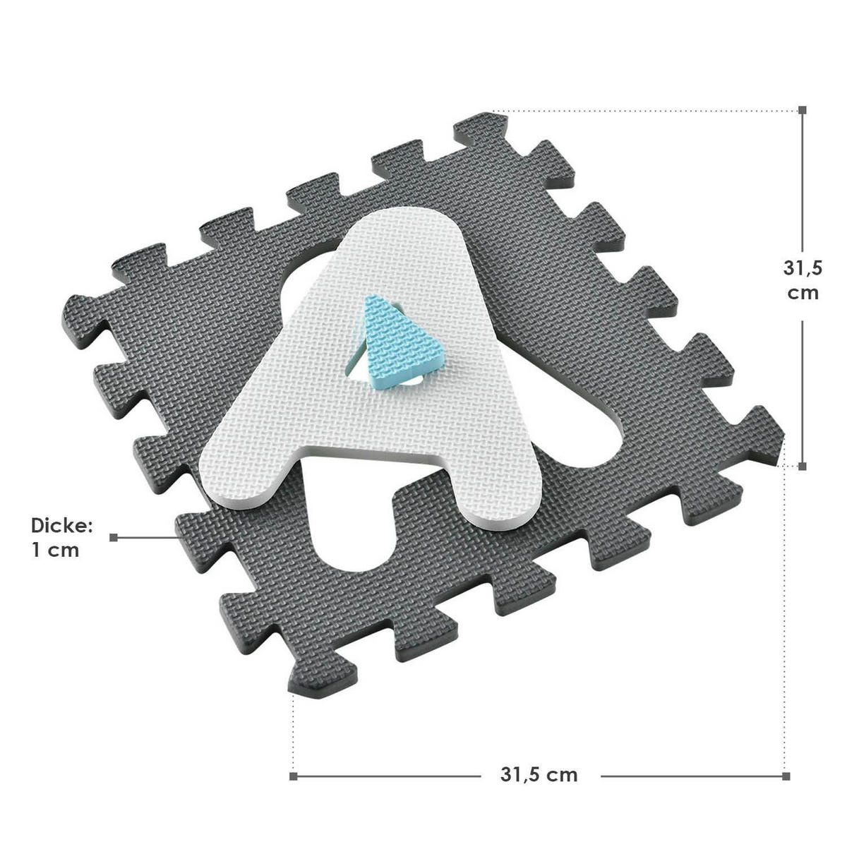 KINDER PUZZLEMATTE Noah (36 Teile) - Blau, Kunststoff (189/1/189cm) - Juskys