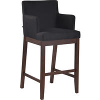 BARHOCKER Laren, Gestell Holz antik dunkel, Stoff Schwarz - Schwarz/Braun, Holz/Textil (56/100/57cm) - TPFLiving
