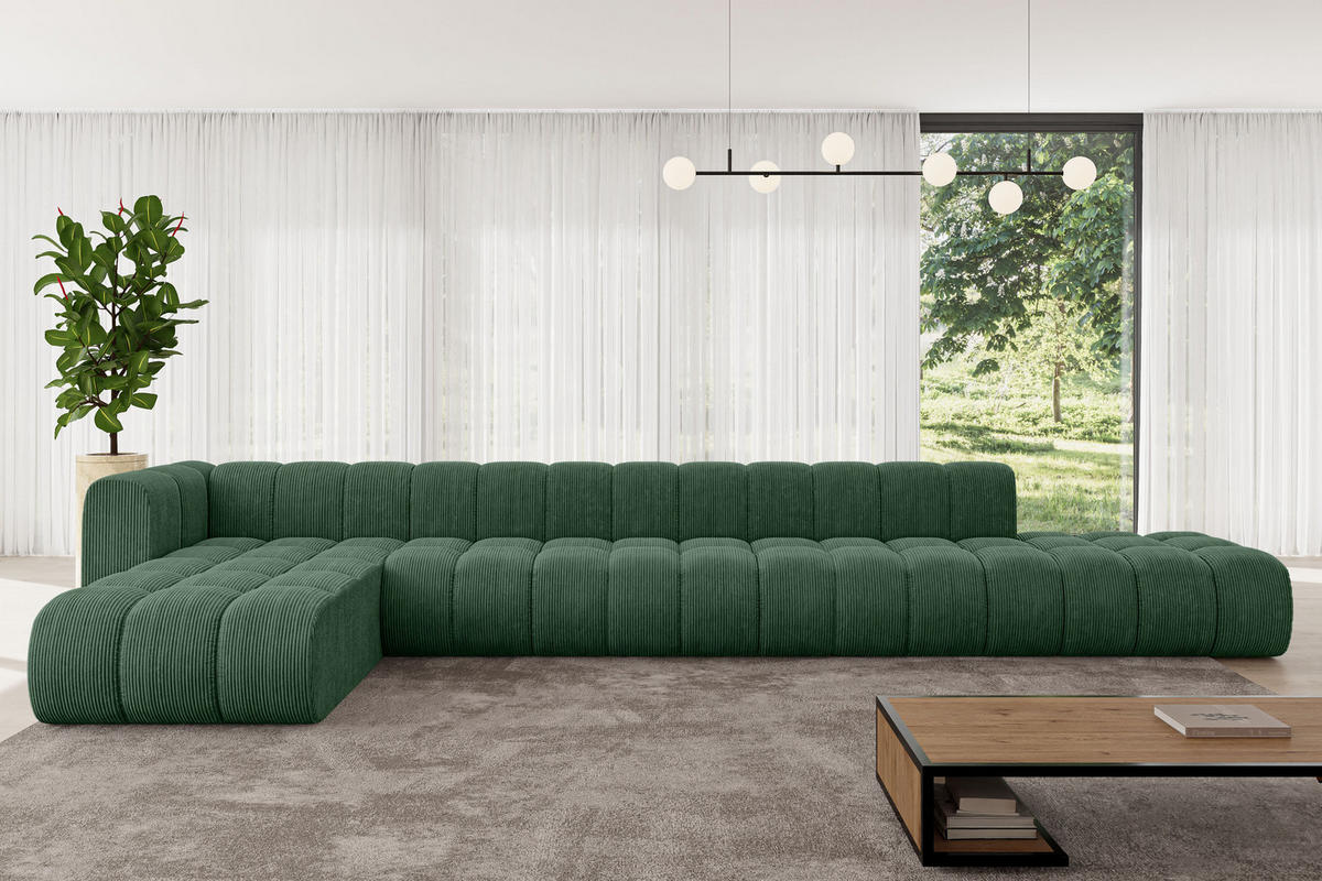 ECKSOFA modulares Sofa Zuvon-L3 - 478x177x70 cm Grün - Grün, Holzwerkstoff/Textil (478/177cm) - ALTDECOR
