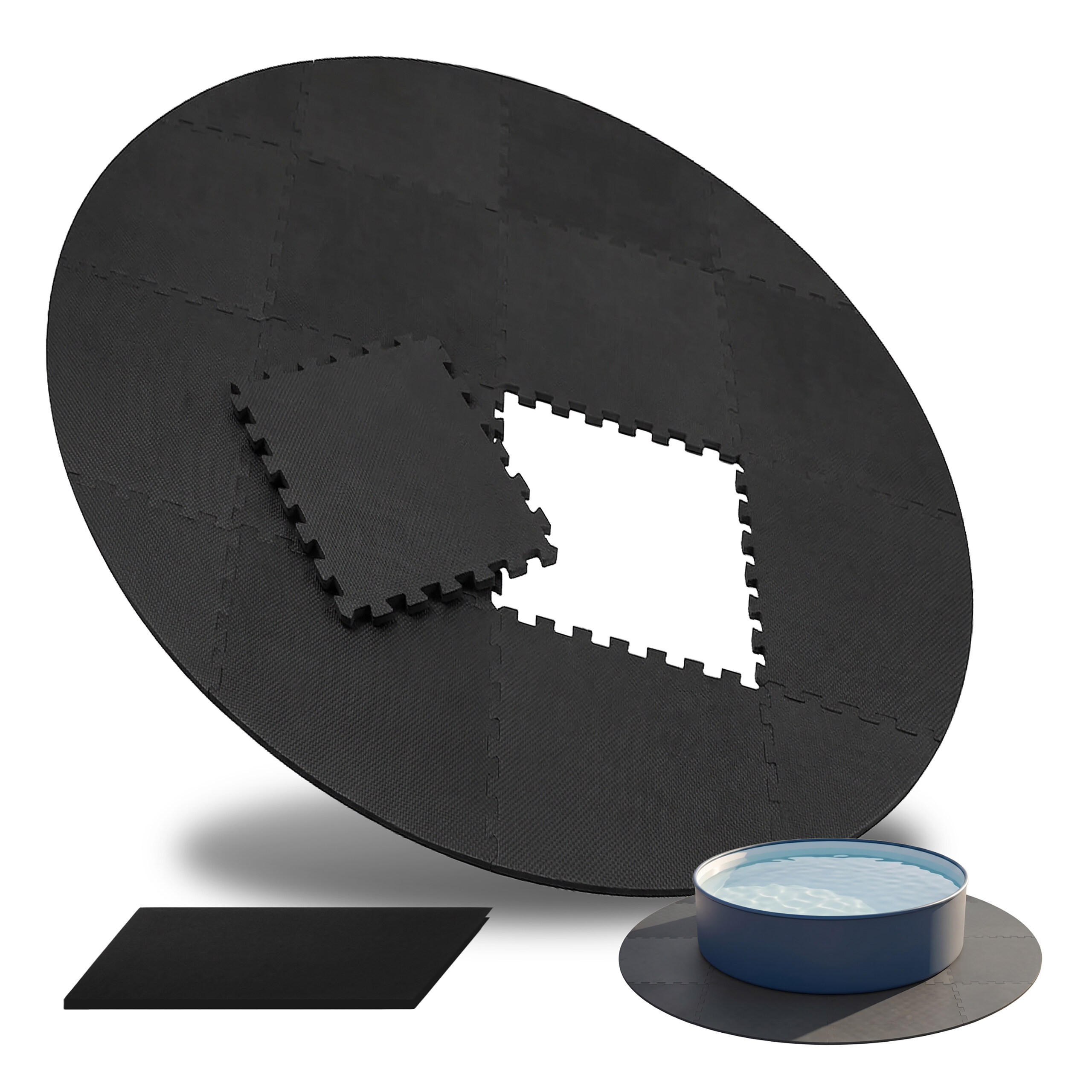 POOL-UNTERLAGE - Schwarz, Textil (200/1.2/200cm) - Relaxdays