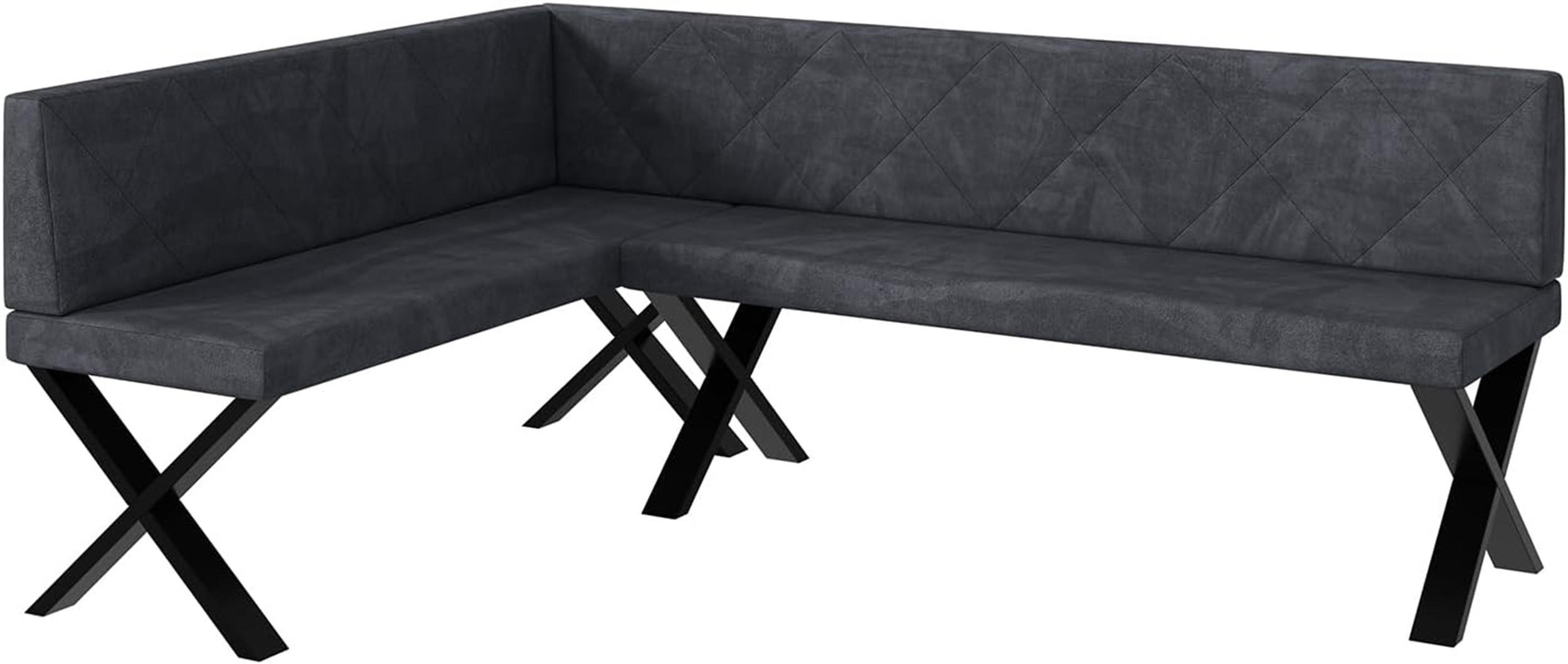 ECKBANK ERIC_X - Dunkelgrau, Textil (142/196cm) - Meblini