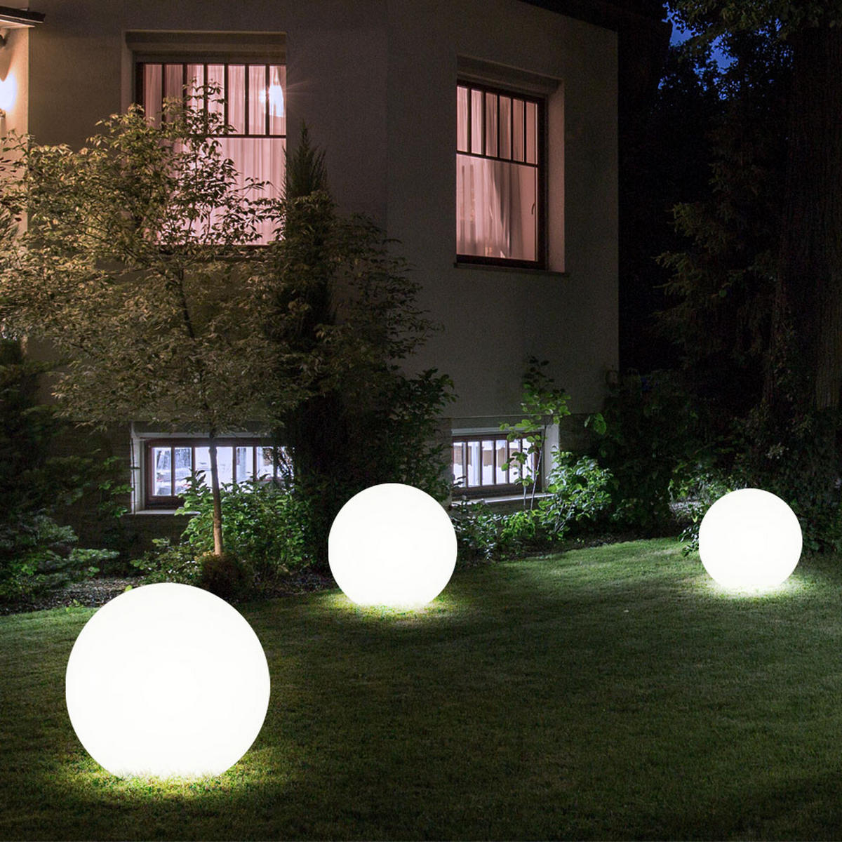 LED AUSSENLEUCHTE Solarkugeln Weiß - Weiß, Kunststoff (25/25/65cm)