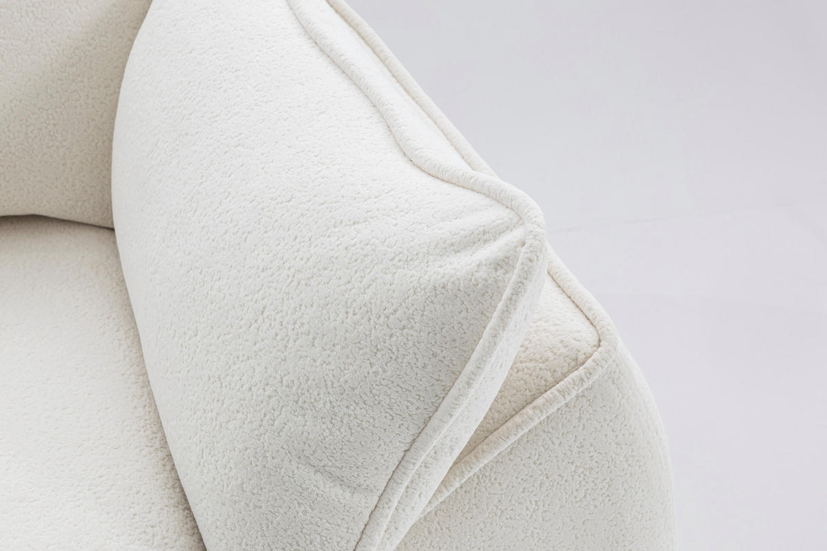 3-SITZER Sofa MELANI 252 cm Velours Creme - Chromfarben/Creme, Holz/Textil (252/90/88cm) - Muffo