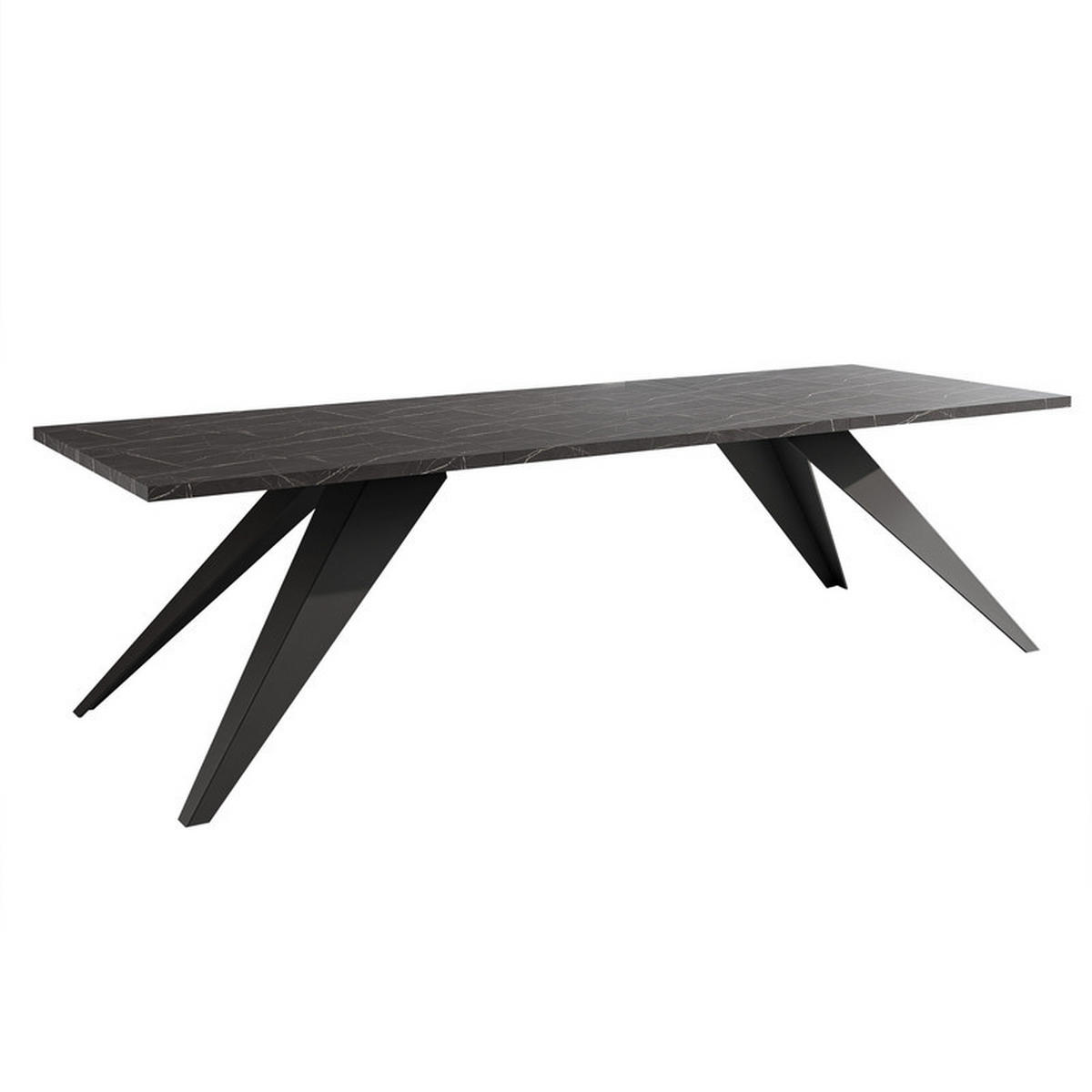 AUSZIEHTISCH XANDRO 140/80/76 cm mit Metallgestell, Schwarz / Grigia Pietra - Schwarz/Grau, Holzwerkstoff/Metall (80/140/76cm) - Idohome