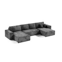 ECKSOFA mit Schlaffunktion Schwarz - Schwarz, Textil (398/185cm) - Furnisell