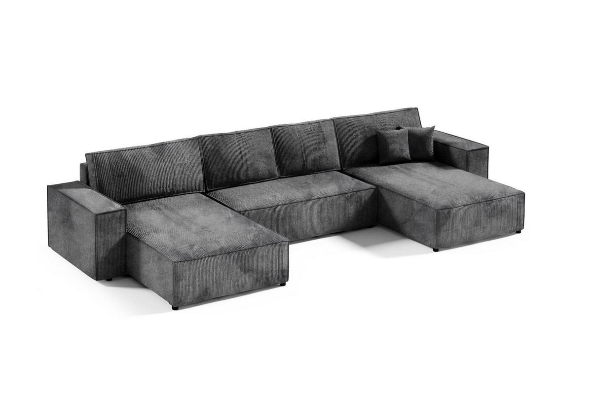ECKSOFA mit Schlaffunktion Schwarz - Schwarz, Textil (398/185cm) - Furnisell
