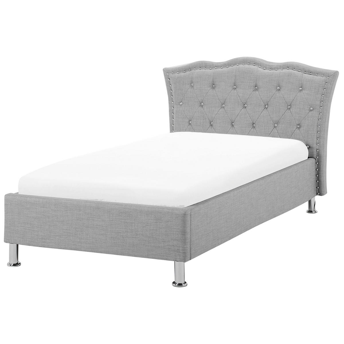 POLSTERBETT 90/200cm Hellgrau Metz - Hellgrau, Textil (90/200cm) - Beliani