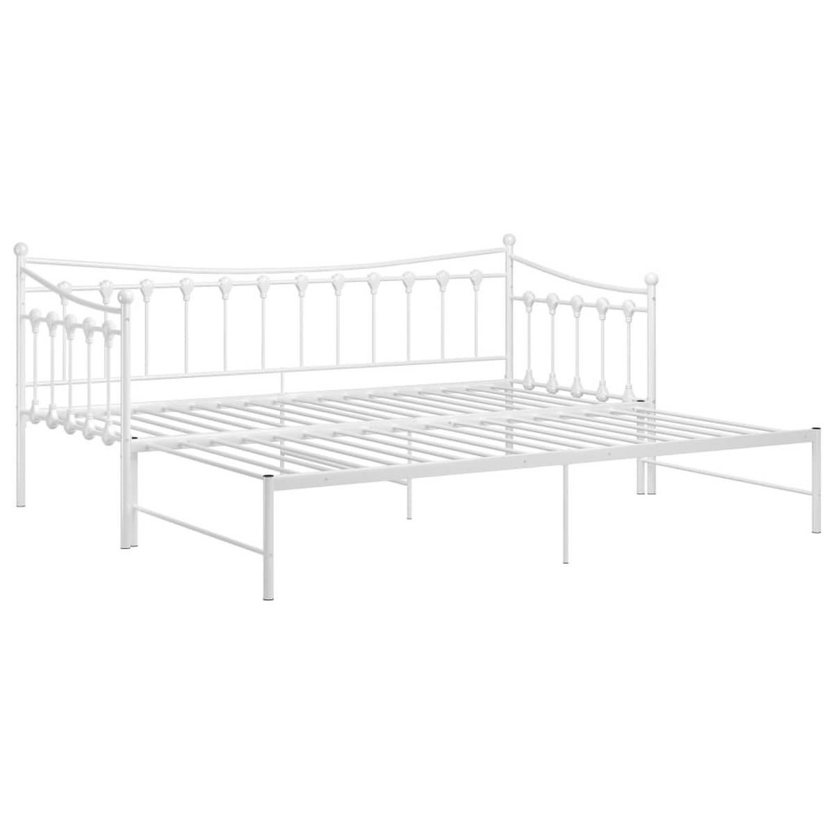 AUSZIEHSOFA Bettgestell Weiss Metall 90/200 Cm - Weiß, Leder (90/200cm) - vidaXL