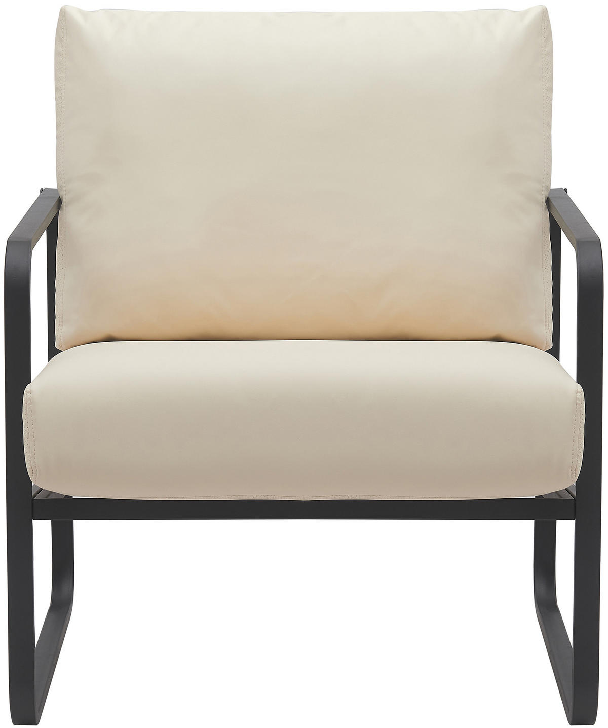 SESSEL Lederlook creme - Creme/Schwarz, Textil/Metall (70/82/74cm) - CLP