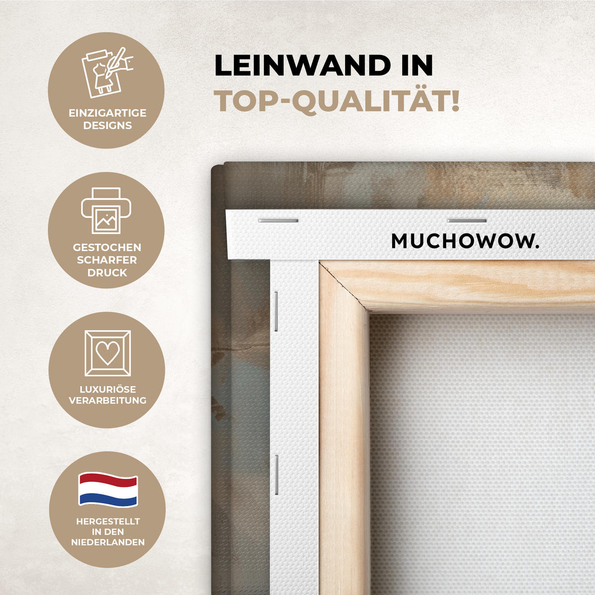 LEINWANDBILD Abstrakt - Kreuz - Hand - Christentum Wandbild 40x30 cm - Hellbraun, Textil (40/30cm) - MuchoWow