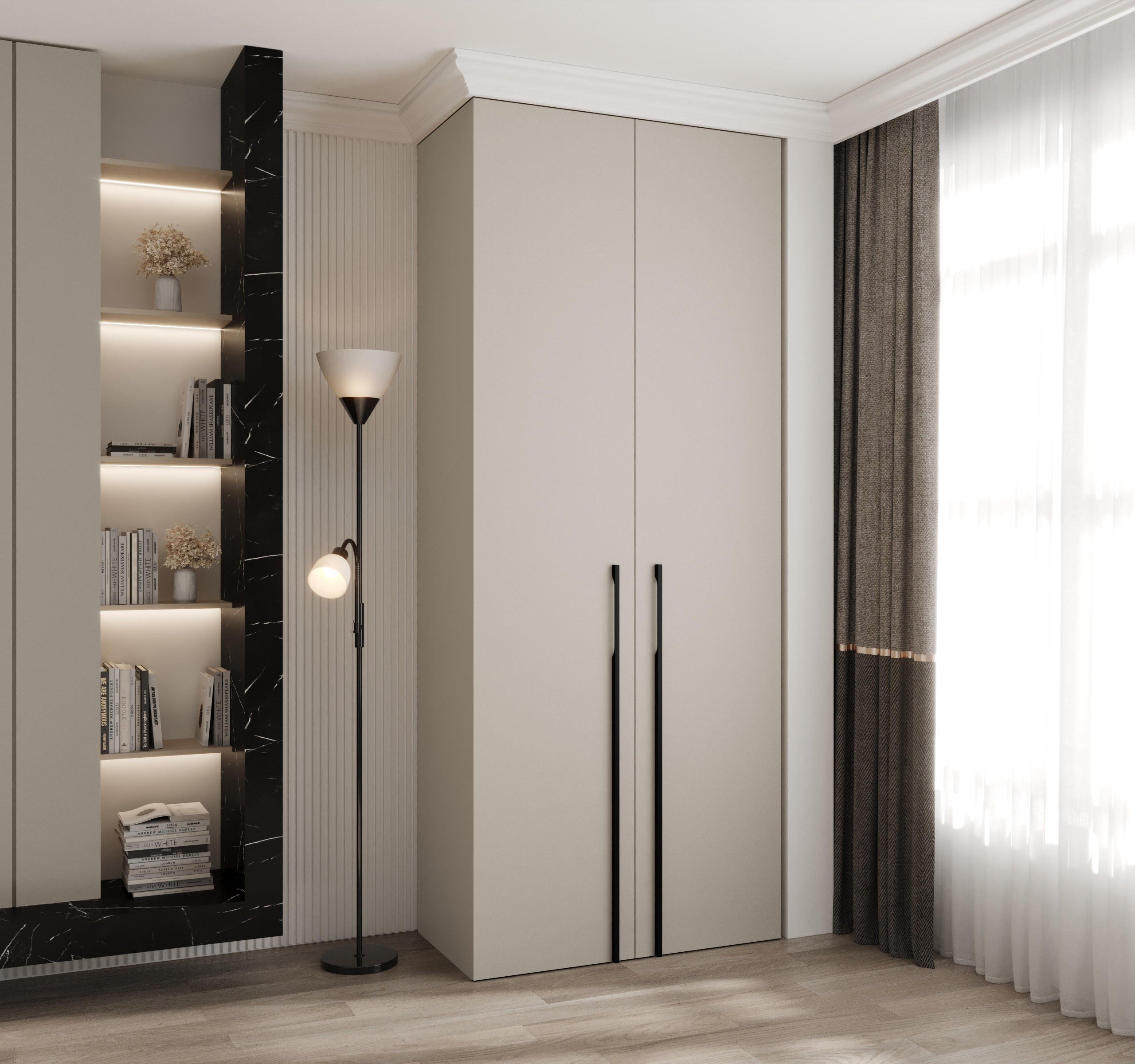 DREHTÜRENSCHRANK 245,5/100/40 2-türig - Kaschmir/Schwarz, Holz/Metall (100/245.5/40cm) - Abiks Möbel