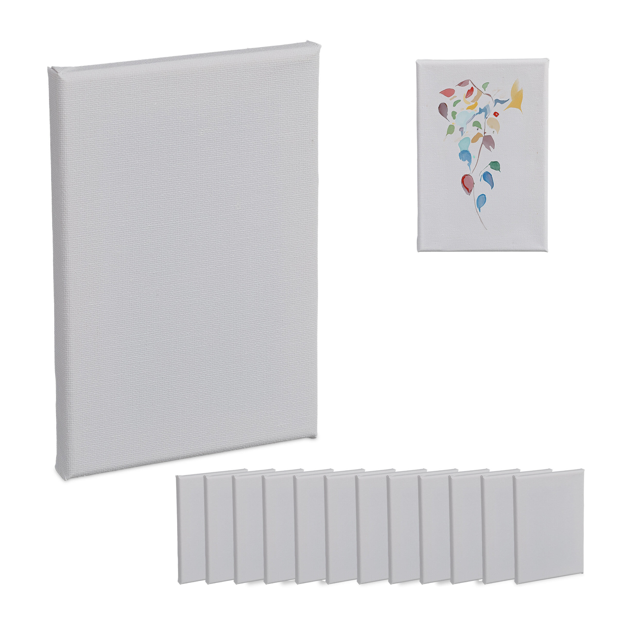 14XLEINWAND-SET - Weiß, Holzwerkstoff/Textil (18/12cm) - Relaxdays