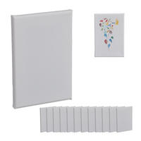 14XLEINWAND-SET - Weiß, Holzwerkstoff/Textil (18/12cm) - Relaxdays