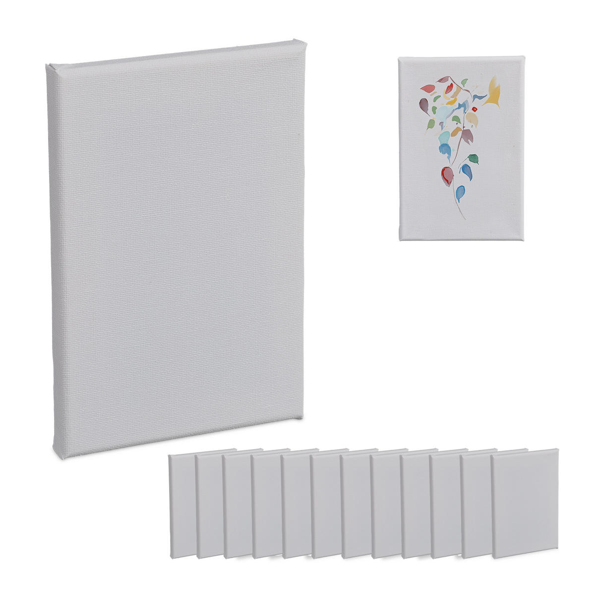 14XLEINWAND-SET - Weiß, Holzwerkstoff/Textil (18/12cm) - Relaxdays