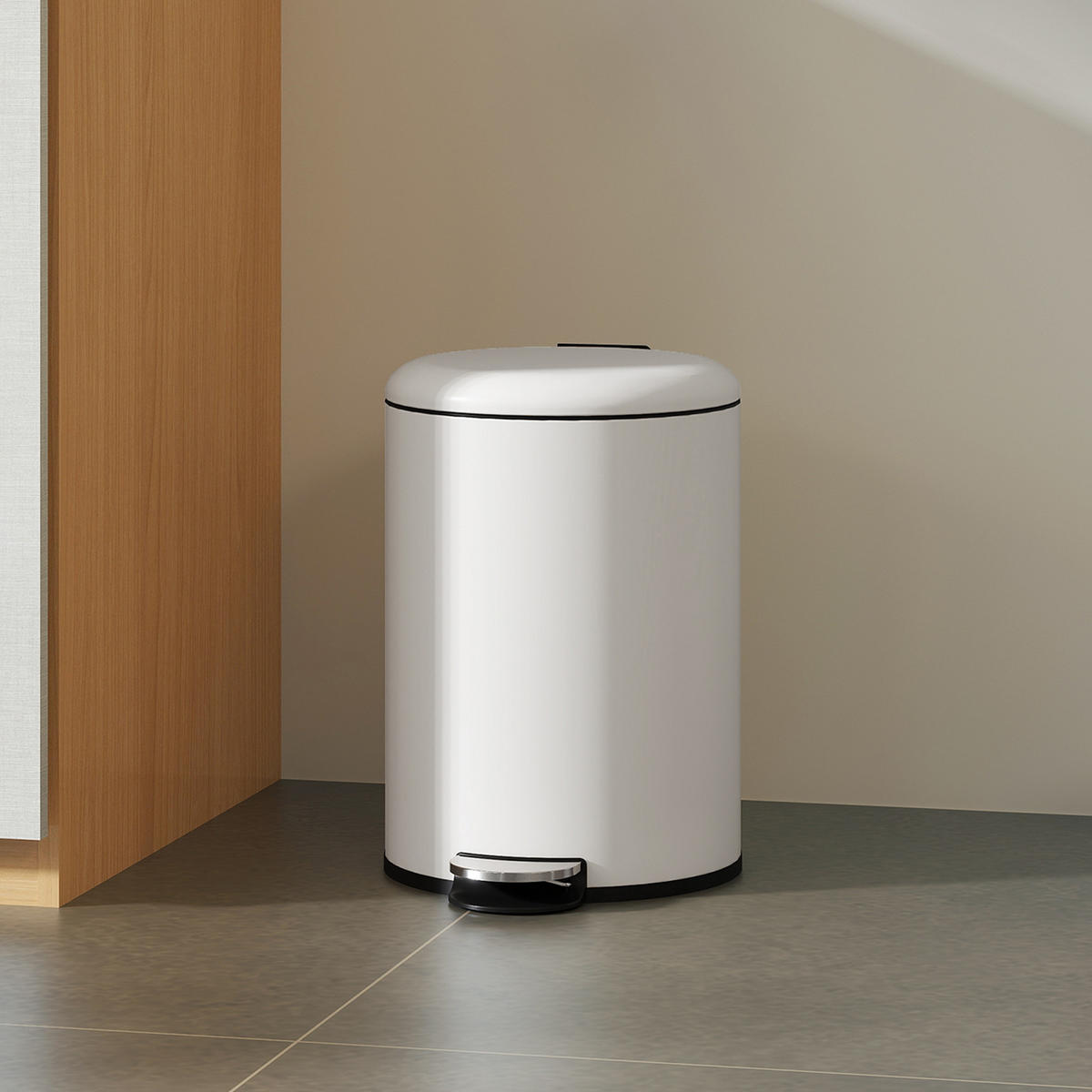 MÜLLEIMER 20L - Creme, Metall (30/44.5/36cm) - HOMCOM