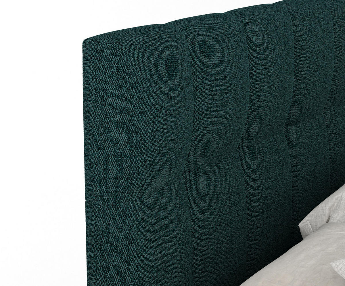 BOXSPRINGBETT Elisio Grün 160/200 cm mit Latex-Topper - Silberfarben/Grün, Holz/Holzwerkstoff (160/200cm) - Maison de Reve