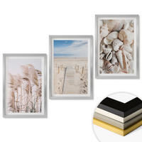 WANDBILDER 3er Set - 40x60 cm Silberner Rahmen - Strandmuscheln Seegras - Silberfarben, Kunststoff (40/60cm) - ArtPrintCave